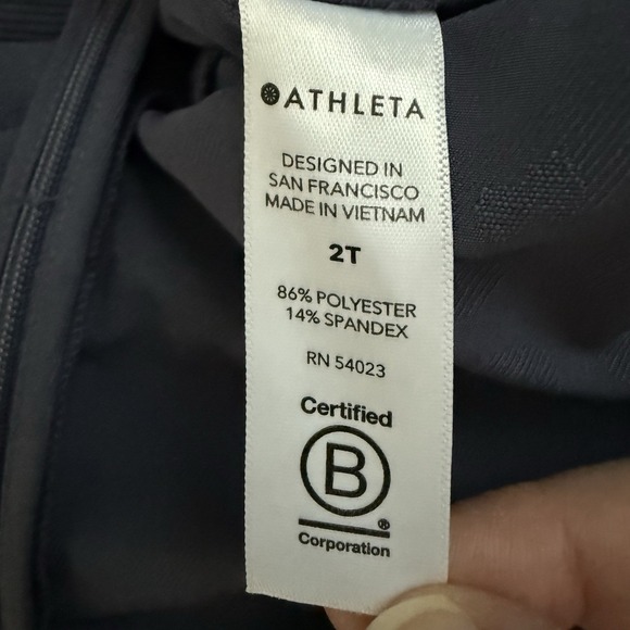 Athleta Brooklyn Jumpsuit Womens 2 Tall Blue Textured Animal Print Athleisure - Picture 10 of 10